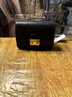 BCBG Milly Black Snakeskin Embossed Crossbody Bag NWT